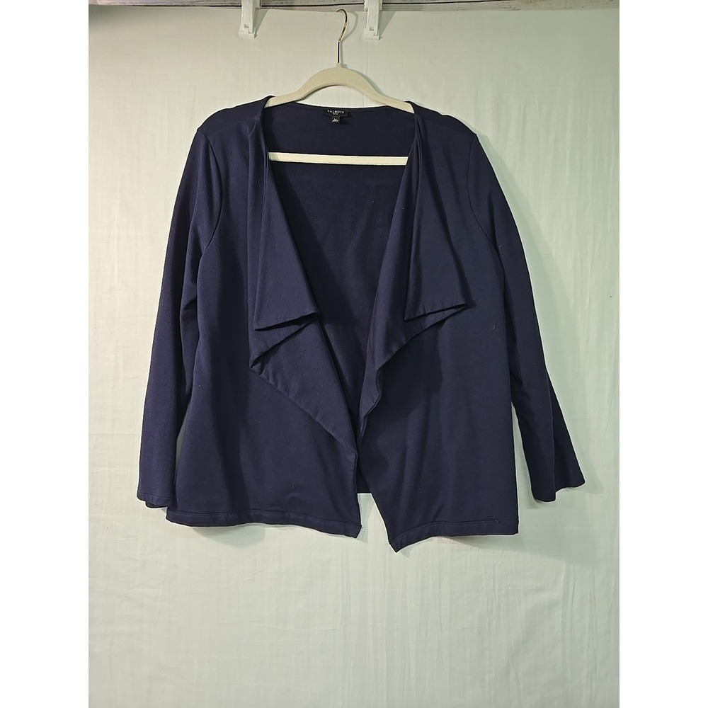 Talbots Open Front Cardigan Women's LP Pima Cotton Navy Waterfall Modal Spandex